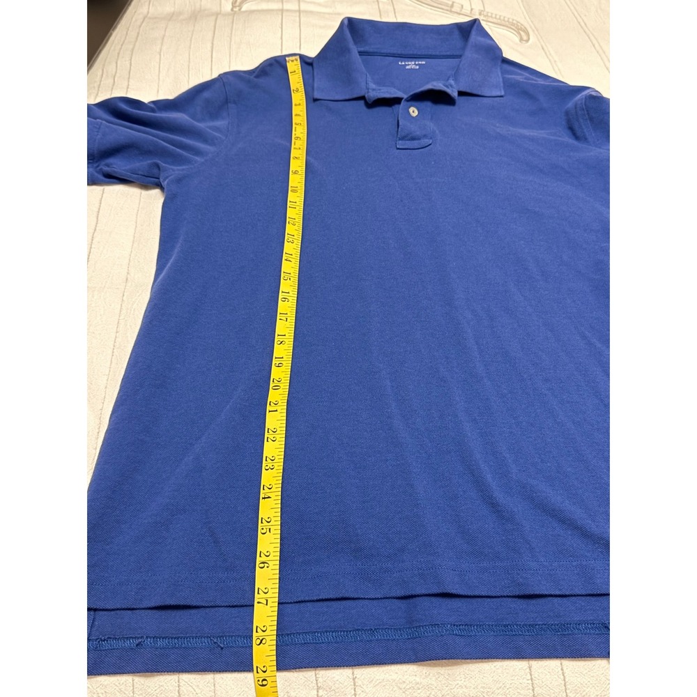 Lands End Mens Blue Short Sleeve Pique Cotton Polo Shirt Size L 42-44 - Picture 5 of 5